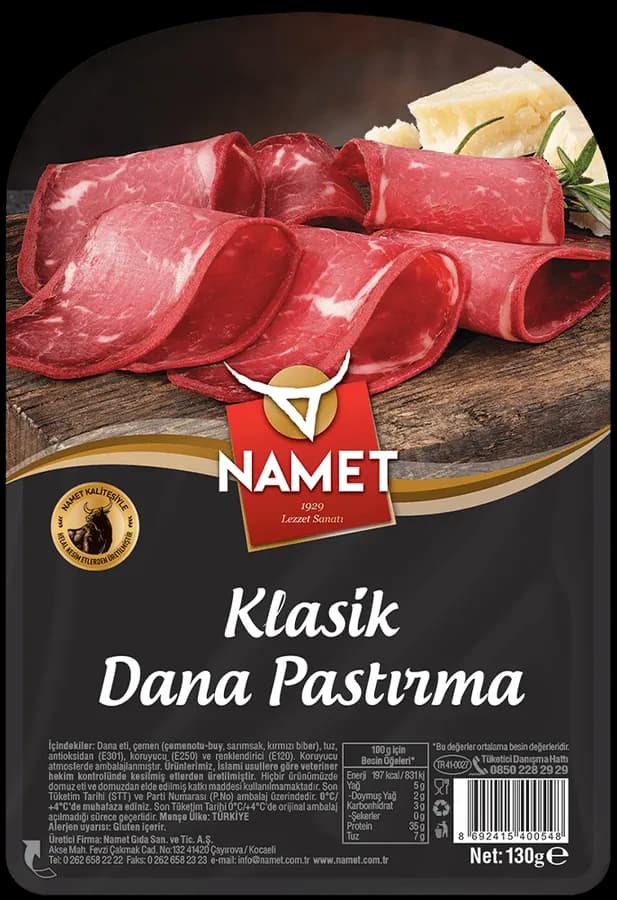 Dilimlenmiş Namet pastırma