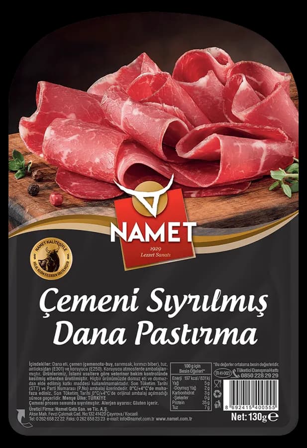 Çemeni Sıyrılmış Dana Pastırma